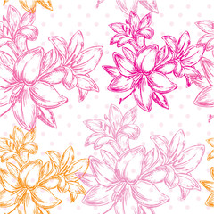Fototapeta na wymiar seamless pattern flower lily