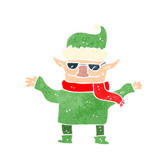 retro cartoon christmas elf