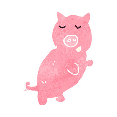 retro cartoon pink pig