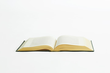 Open book on white background. old book
