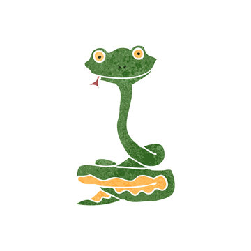 retro cartoon friendly snake