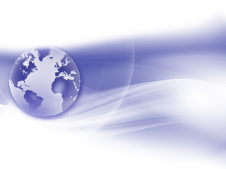 Modern background image with dynamic curves and globe 