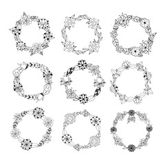 Obraz premium Set of vintage floral wreathes