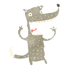Fototapeta premium retro cartoon crazy wolf