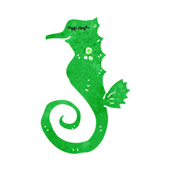 retro cartoon sea horse