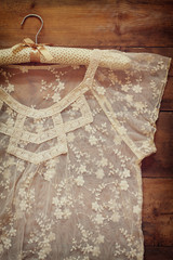 vintage white crochet lace top with hanger