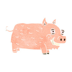 retro cartoon pig