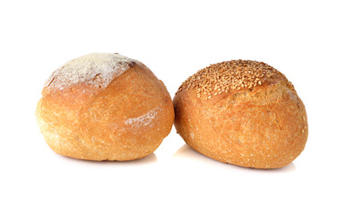 Fototapeta na wymiar healthy bread, bun on white background