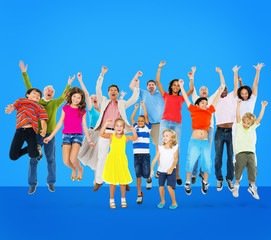 Fototapeta premium Children Celebration Jumping Ecstatic Happiness Concept
