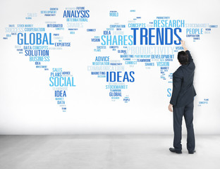 Fototapeta na wymiar Trends World Map Marketing Ideas Social Style Concept