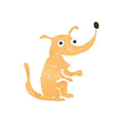 retro cartoon little dog waving