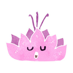 retro cartoon lotus flower