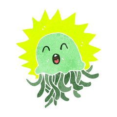 retro cartoon jellyfish
