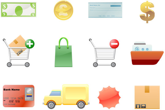 Shopping and retail business vector icon images