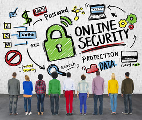 Obraz premium Online Security Protection Internet People Rear View Concept