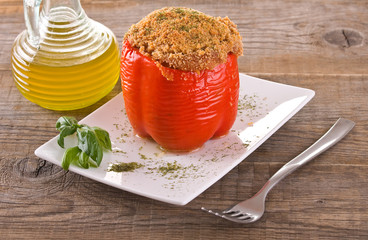 Stuffed bell pepper.