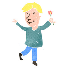 retro cartoon happy man