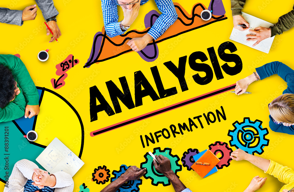 Poster analysis analytics analyze data information statistics concept