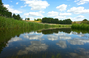 Poland.Brda river in summer.Horizontal view