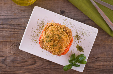 Stuffed bell pepper.