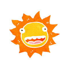 retro cartoon sun with face