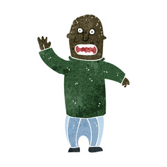 retro cartoon waving man