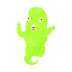 retro cartoon spooky green ghost