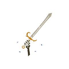 retro cartoon sword symbol