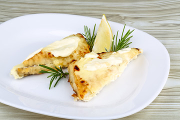 Baked perch fillet