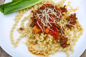 Fussili with beef meat