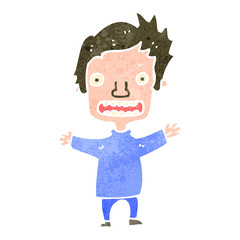 retro cartoon stressed boy