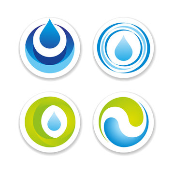 Collection signs - water. Templates for logos, icons, symbols.