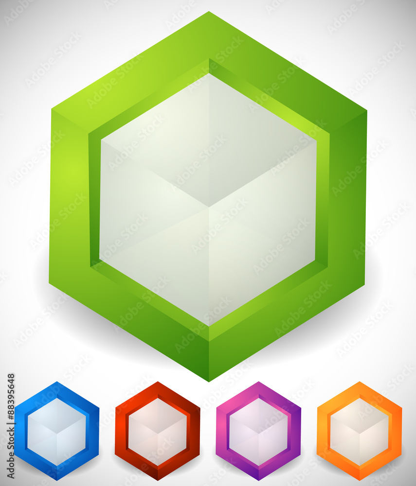 Poster abstract isometric cube icons. generic, modern vector icons.