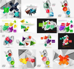 Set of light, paper design option infographic banner templates