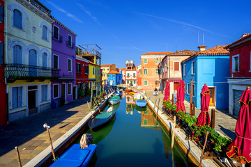 multicolored houses in Burano island. Venice. Italy. 