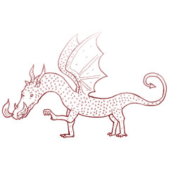 retro cartoon dragon drawing