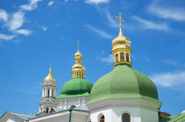 Cupolas of the Orthodox church against the sky