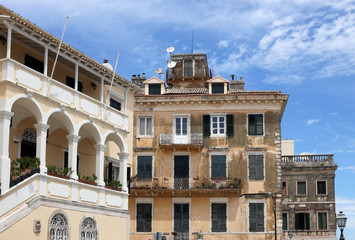 Corfu town old buildings Greece