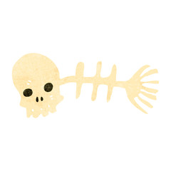 retro cartoon strange fish bones