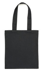 Black fabric bag on white