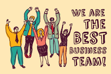 Best business team happy workers color