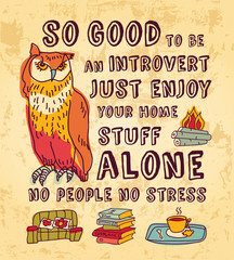 Happy introvert concept art color sign