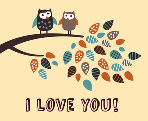 i love you owl bird card