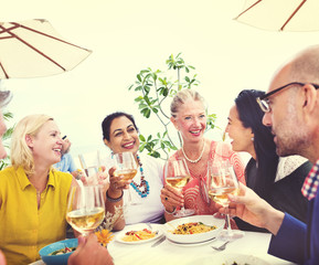 Diverse Neighbors Drinking Party Rooftop Concept