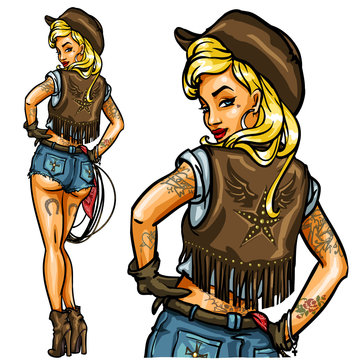 Pin Up Cowgirl isolated