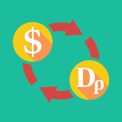 Exchange sign with a dollar sign and a drachma sign