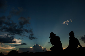 Looking at sunset from Angkor Wat