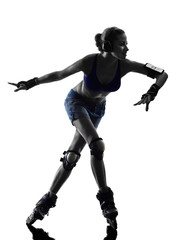 Fototapeta na wymiar woman in roller skates silhouette