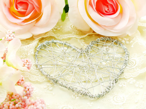 valentine day with heart and rose flower background