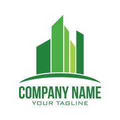 Building Logo Green Color. Building Logo Blue Color . Building or real estate logo template. Skyscrapers	